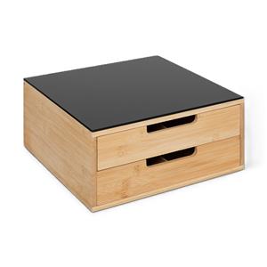 5five Koffie cups/capsule houder 2x lades - bamboe - 30 x 30 x 14 cm -