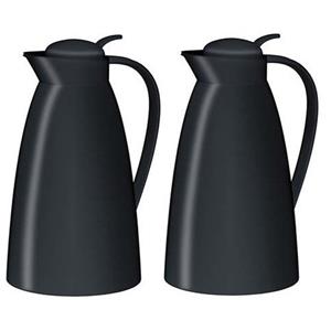 Merkloos 2x Thermoskan/isoleerkan zwart 1 liter -