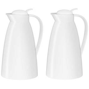 Merkloos Thermoskan/isoleerkan - 2x - wit - 1 liter - Koffiekannen - theekannen - isoleerkannen -