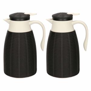 Gerimport 8x Zwarte koffiekan/isoleerkan 1 liter -