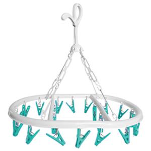 Merkloos Wasgoed droogcarrousel/droogmolen - 20 clips/knijpers - wit/groen - kunststof - 29 x cm -