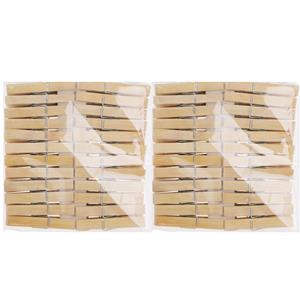 Merkloos Bamboe wasknijpers - 96x - hout - 7 cm -