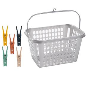 Forte Plastics Wasknijper mandje/bakje - zilver - inclusief 100x wasknijpers - kunststof -