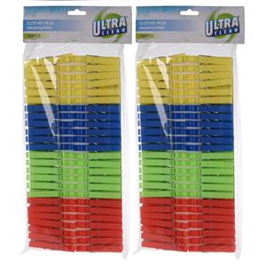 Ultra Clean Wasknijpers - 200x - kunststof - gekleurd - 8 cm -