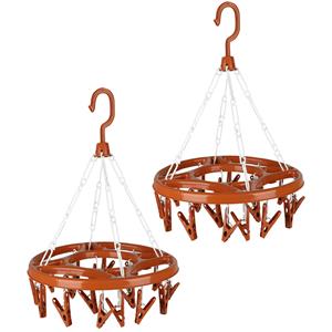 Urban Living Wasgoed droogcarrousel/droogmolen - 2x - 18 clips/knijpers - terra - kunststof - 32 cm -