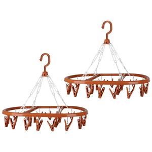 Urban Living Wasgoed droogcarrousel/droogmolen - 2x - 20 clips/knijpers - terra - kunststof - 30 x cm -