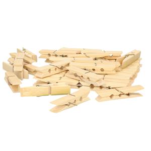 Merkloos Wasknijpers voor wasgoed ophangen - bamboe hout - 160x stuks - beige - 7 cm -