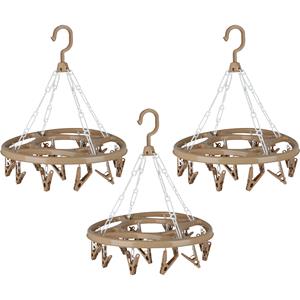 Urban Living Wasgoed droogcarrousel/droogmolen - 3x - 18 clips/knijpers - beige - kunststof - 32 cm -