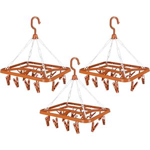 Urban Living Wasgoed droogcarrousel/droogmolen - 3x - 18 clips/knijpers - terra - kunststof - 31 x 33 cm -