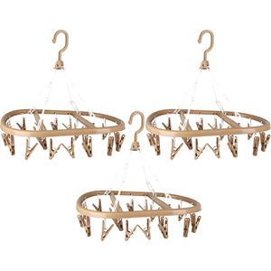 Urban Living Wasgoed droogcarrousel/droogmolen - 3x - 20 clips/knijpers - beige - kunststof - 30 x cm -