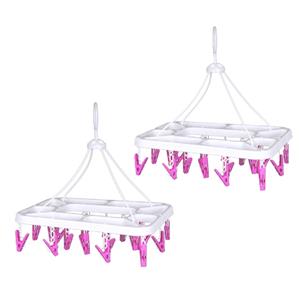 Concorde Droogcarrousel/droogmolen wit/roze met 20 knijpers 28 x cm -