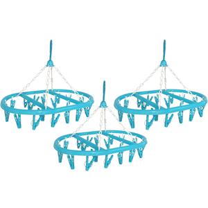 Merkloos Droogcarrousel/droogmolen blauw met 20 knijpers x 32 cm -