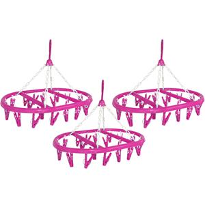 Merkloos Droogcarrousel/droogmolen roze met 20 knijpers x 32 cm -