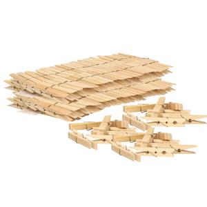 Excellent Houseware Wasknijpers - 400x - bamboe hout - 7 cm -