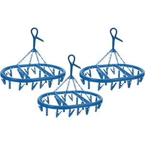 Merkloos Droogcarrousel/droogmolen blauw met 20 knijpers 33 x 50 cm -