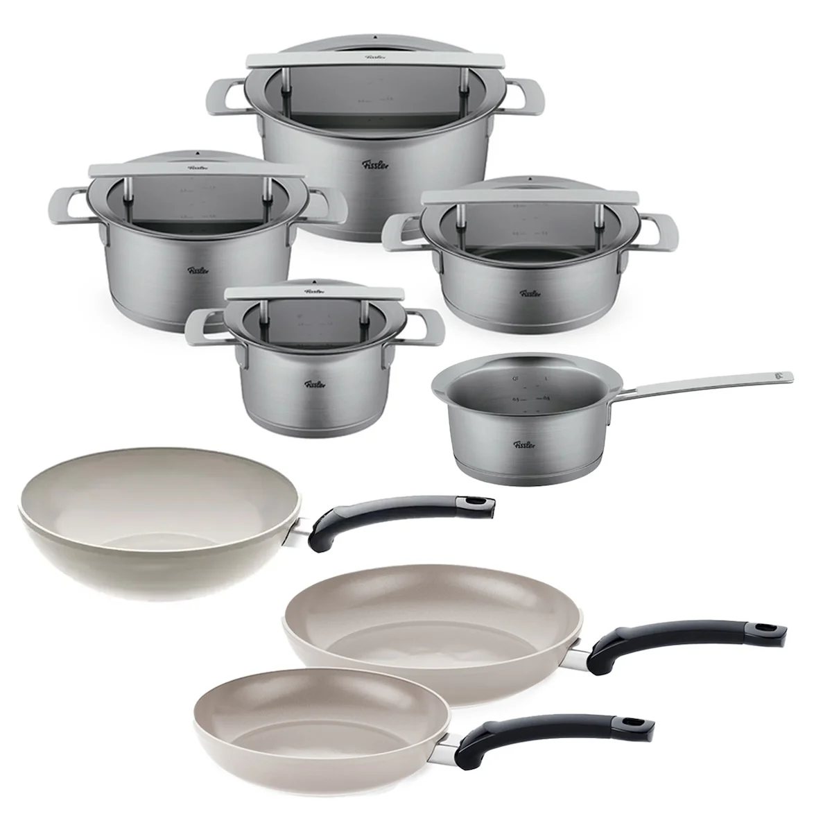 Fissler Phi Collection Pannenset met Glasdeksels, 8-delig