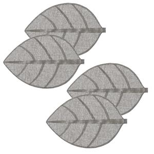 Secret de Gourmet Placemat Leaf - 4x - grijs - ovaal - 50 x 33 cm - Decoratief -