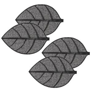 Secret de Gourmet Placemat Leaf - 8x - zwart - ovaal - 50 x 33 cm - Decoratief -