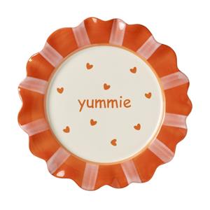 Xenos Gebaksbordje yummie - roze/rood - ø18x2 cm