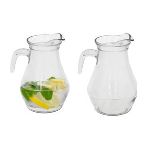 Gerimport Schenkkan/water/ wijn karaf - 2x - glas - transparant - 1800 ml - 14 x 17 x 22 cm -