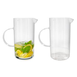 Gerimport Schenkkan water/wijn karaf Lucia - 2x - borosilicaat glas - 1050 ml - 10 X 17 X 19 CM -