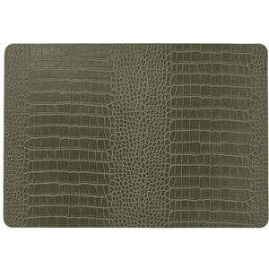 Unique Living placemats Croco lederlook - 1x - 43 x 30 cm - donkergroen - pvc - tafel onderleggers -