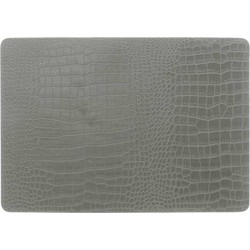 Unique Living placemats Croco lederlook - 1x - 43 x 30 cm - zilvergrijs - pvc - tafel onderleggers -