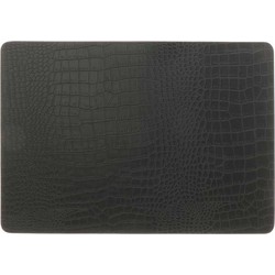 Unique Living placemats Croco lederlook - 1x - 43 x 30 cm - zwart - pvc - tafel onderleggers -