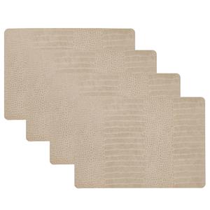 Unique Living placemats Croco lederlook - 4x - 43 x 30 cm - beige - pvc - tafel onderleggers -
