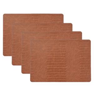 Unique Living placemats Croco lederlook - 4x - 43 x 30 cm - bruin - pvc - tafel onderleggers -