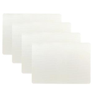 Unique Living placemats Croco lederlook - 4x - 43 x 30 cm - ivoor wit - pvc - tafel onderleggers -