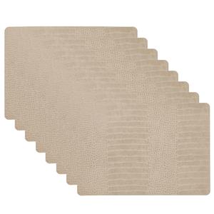 Unique Living placemats Croco lederlook - 8x - 43 x 30 cm - beige - pvc - tafel onderleggers -