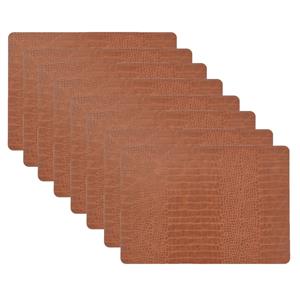 Unique Living placemats Croco lederlook - 8x - 43 x 30 cm - bruin - pvc - tafel onderleggers -
