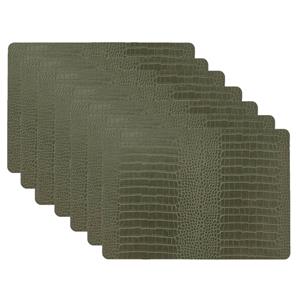 Unique Living placemats Croco lederlook - 8x - 43 x 30 cm - donkergroen - pvc - tafel onderleggers -