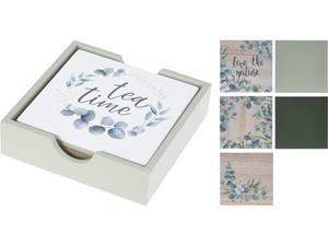 Home & Styling Onderzetters Hout 6-delig In Houder 11,5x11,5cm