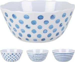 Excellent Houseware Schaal Melamine Ø15,5xh8cm Blauw/wit