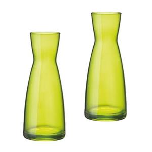 Merkloos Set van 2 stuks groene karaffen/vazen 20.5 cm -
