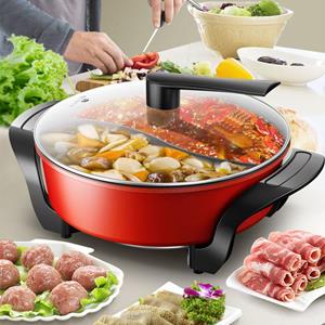 Marathon Mandarijneendpot Huishoudelijke elektrische wok Multifunctionele elektrische pot Koken en grillen met grote capaciteit Geïntegreerde pot Keukenbenodigdheden rood