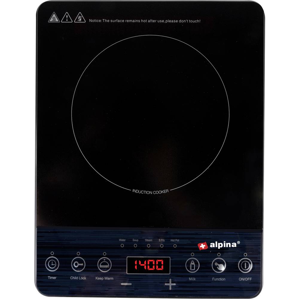 Alpina 1-Pits Inductiekookplaat 2000W Zwart