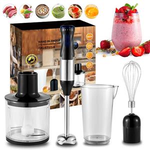 TOP-HOME MALL 4 In 1 Elektrische Staafmixer Handheld Mixer 1000W Roestvrijstalen Mes Groente Vlees Onderdompeling Eiergarde Sapcentrifuge