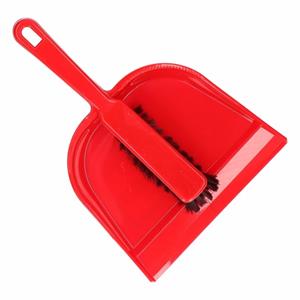 Merkloos Plastic stoffer en blik rood -