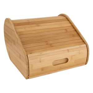 5five Broodtrommel met rolluik deksel - bamboe - 30 x 33 x 21 cm - naturel - met opberglade -