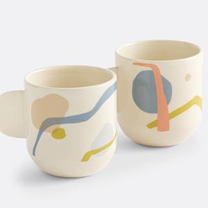 LA REDOUTE INTERIEURS Set van 2 gedessineerde aardewerken mokken, Livin
