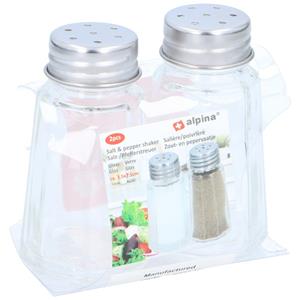 Alpina Peper en zout strooiers - 7,5 cm - glas - vaatje - set -