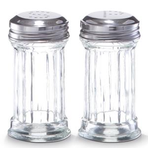 Zeller Peper en zout stel - glas/metaal - D5 x H9,5 cm - vaatjes/strooiers -