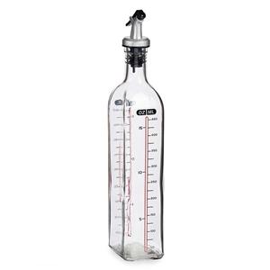 Vivalto Azijn/Olie fles met inhoud meter in ml - glas - met schenktuit - olijfolieflessen - 500 ml -