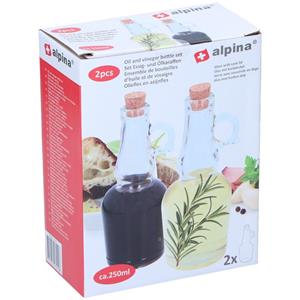 Alpina Olie-en azijnstel - met kurk - glas - 250 ml -