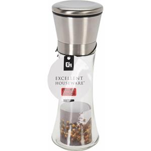 Excellent Houseware Zoutmolen - glas/rvs - Instelbare maalgraad - keramische maler - Zout -