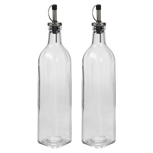 Vivalto Azijn/olie flessen set van 2x stuks met schenktuit en dop - glas - 500 ml - 31 cm -