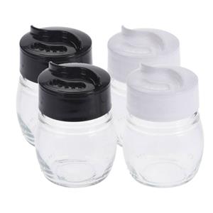 Excellent Houseware Setje van 4x stuks peper en zout vaatjes / strooiers van glas 5 x 7 cm -